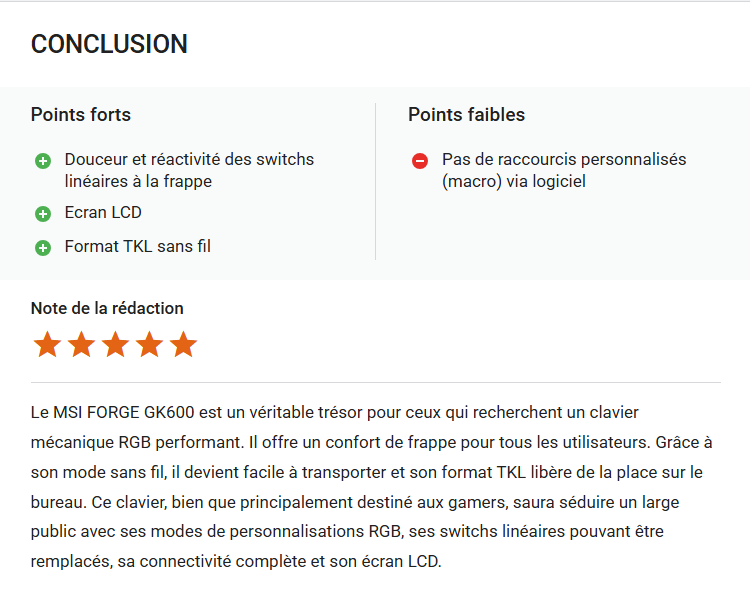 conclusion jeuxvideo.com clavier excellent